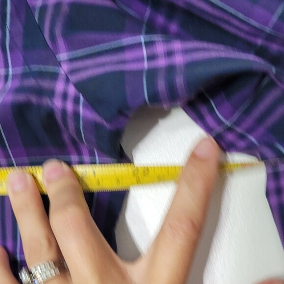 Tailorbyrd Men Purple Navy Blue Plaid Paisley Cuff 100% Cotton Button-Up Shirt S - Picture 10 of 11